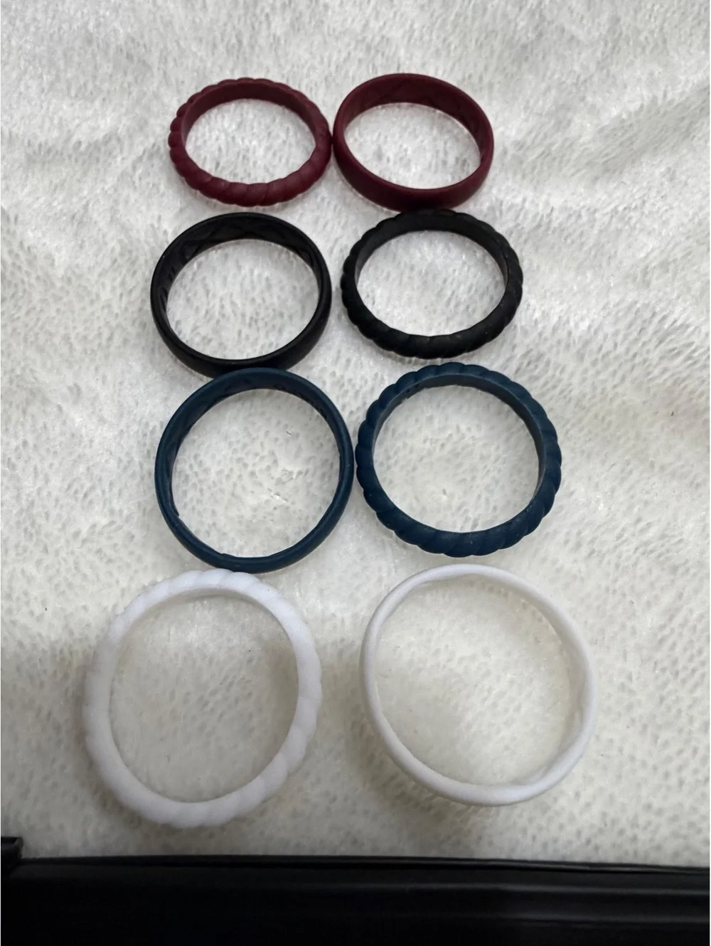 Lot of silicone wedding rings 14 total ( sizes 10 and 11) multicolor textured